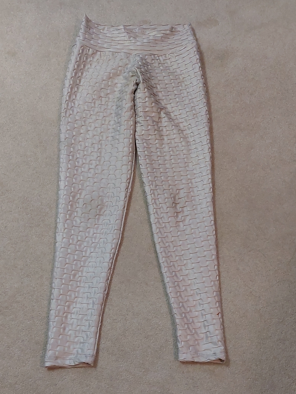 Women's Textured High-Waist Leggings - Ice White Crome